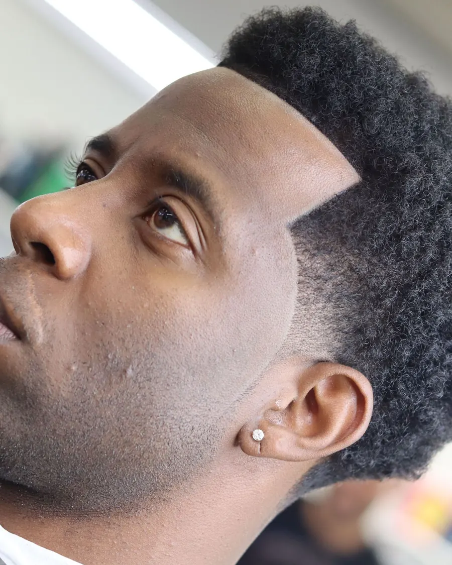 Afro taper with a crisp line-up