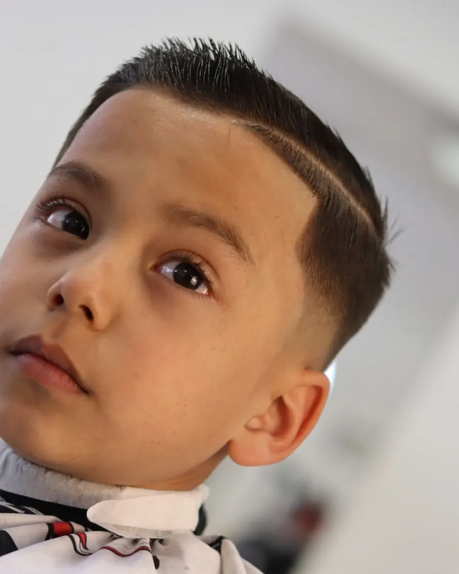 Kids haircut with a hard part